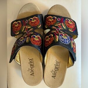 Alegria Linn Black Needles And Pins Wedge Sandal Size 8-New without Tags!